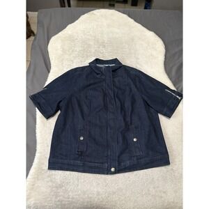 Liz‎ & Me Womens Blue Denim Zip Western Jacket Plus Size 1X